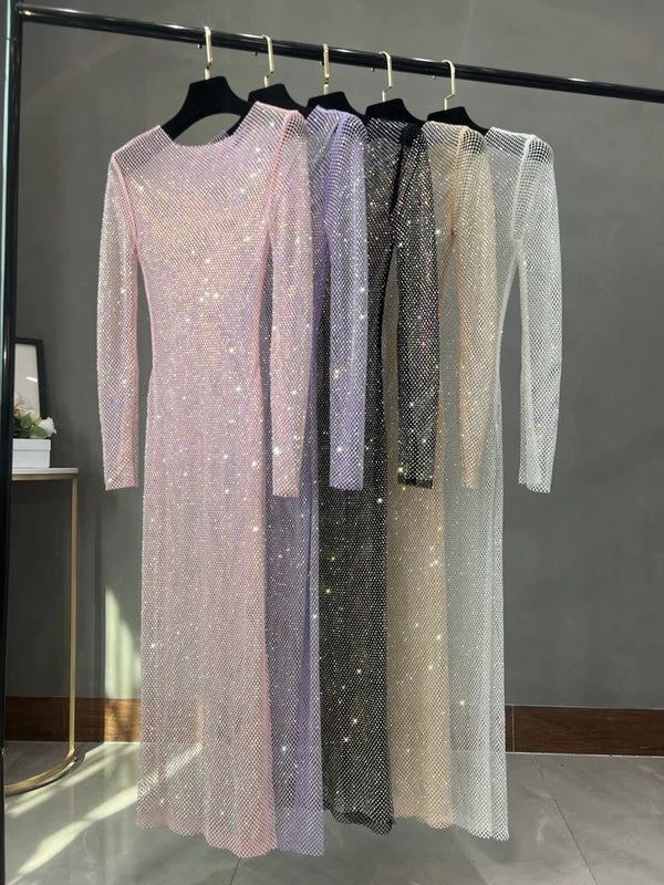 Sexy langes Glitter Kleid